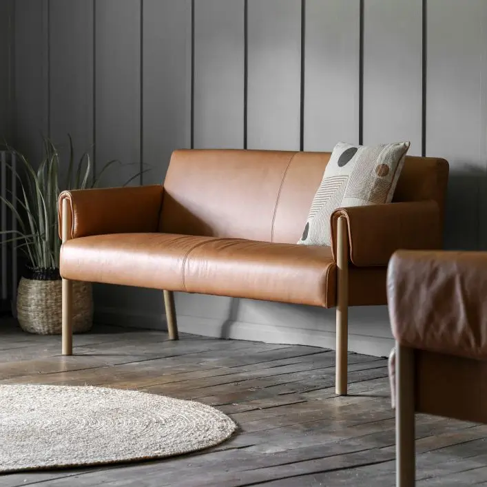 Stratford 2 Seater Sofa Brown Leather - Gallery Image