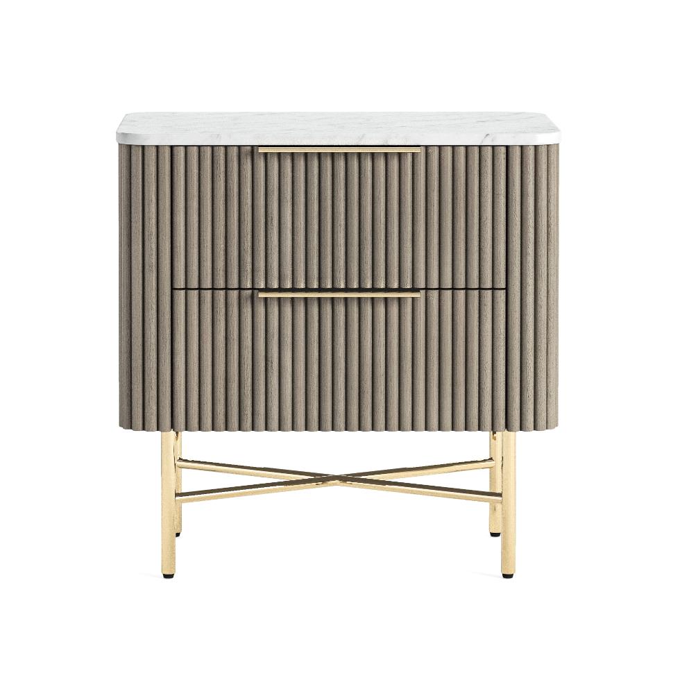 Isabella - Fluted Bedside With Handle - Gallery Image