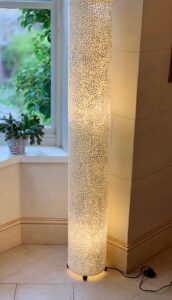 LS87 Tall Wilde Java – Shell Cylinder Floor Lamp Ivory 150cm