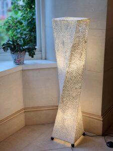 LS113 Ivory Twist Floor Lamp Medium 100cm