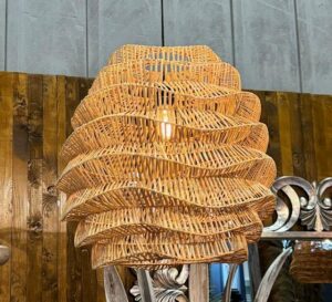 LS205 Rattan Wave Ceiling Shade Natural 60cm