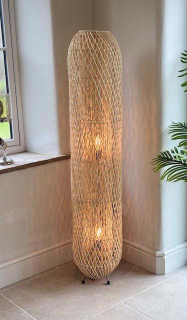 LS32 Rattan Curve Floor Lamp Natural 150cm - Main Image