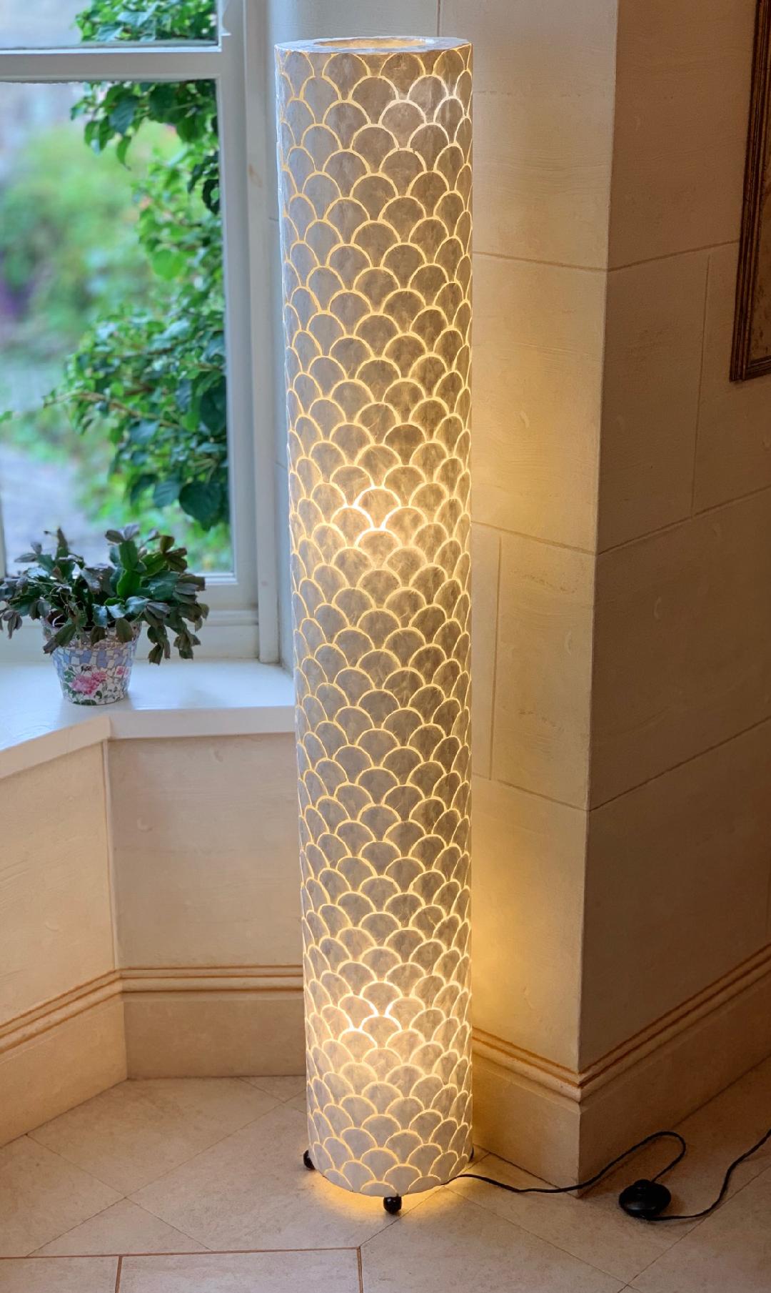 LS54 Tall Shell Ivory Scallop Floor Lamp 150cm - Main Image