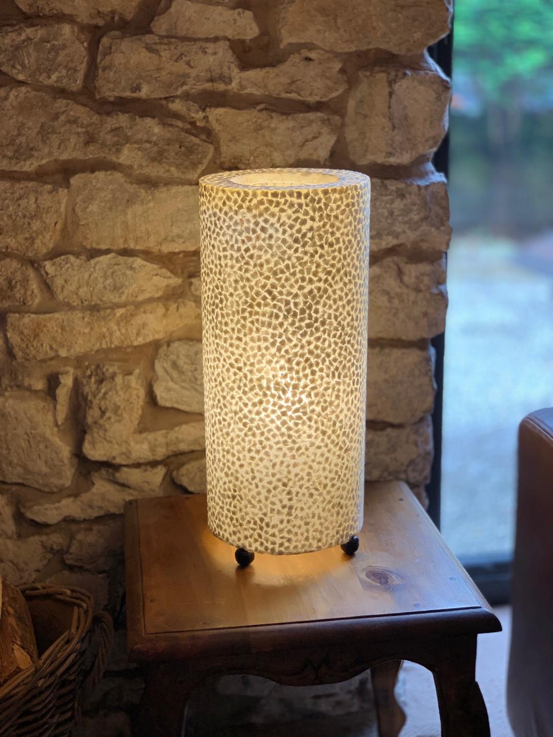 LS89 Shell Cylinder Table Floor Lamp Ivory 51cm - Main Image