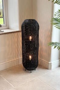 LS28 Wilde Java – Rattan Curve Floor Lamp Dark 100cm
