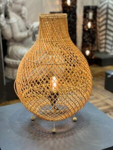 LS26N Rattan Ball Table Lamp Natural