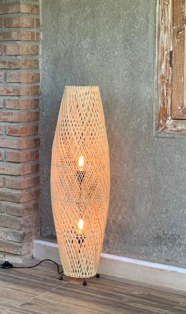 LS34 Rattan Torpedo Lamp Natural 100cm - Main Image
