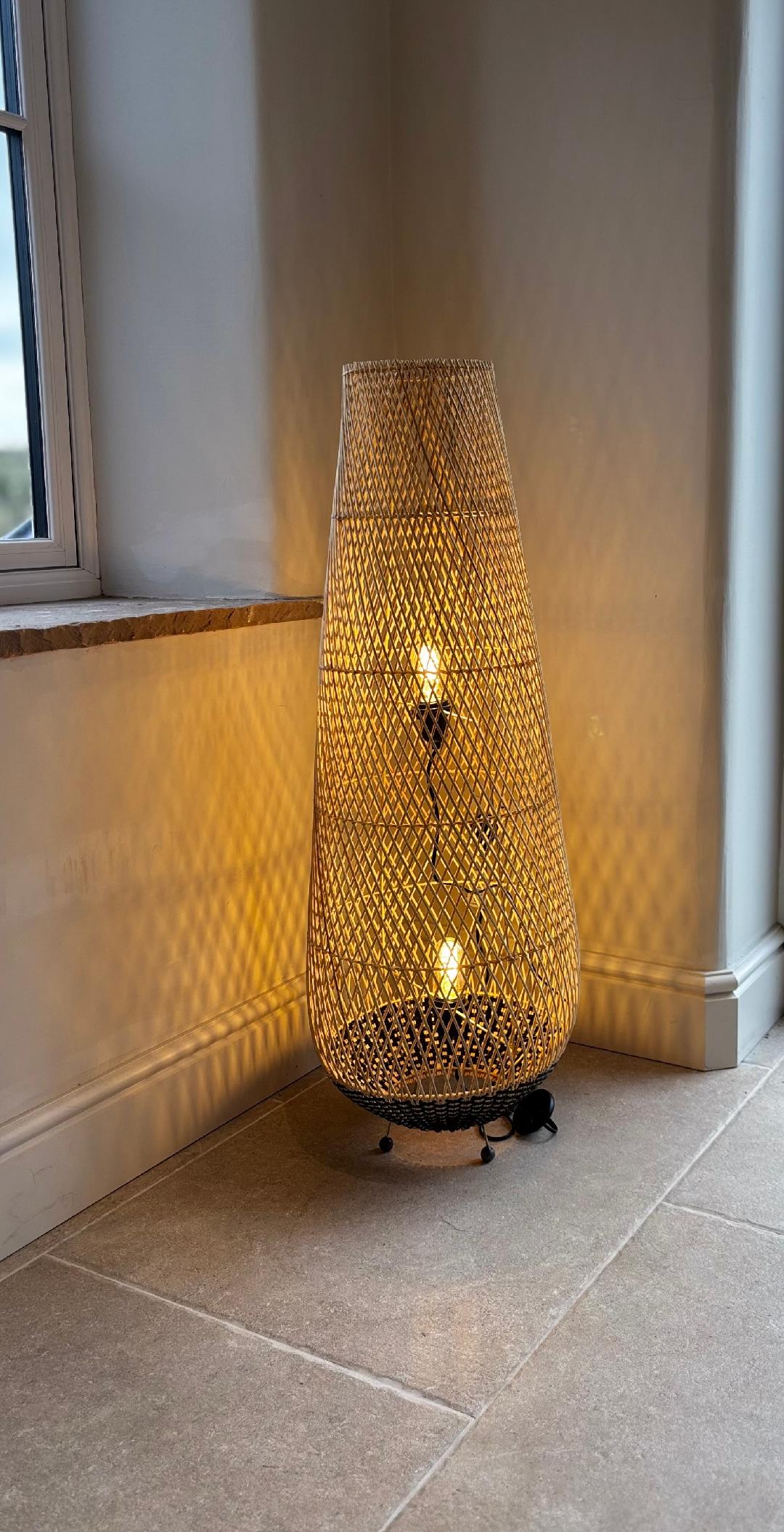 LS46 Rattan Mix Floor Lamp Natural 100cm - Main Image